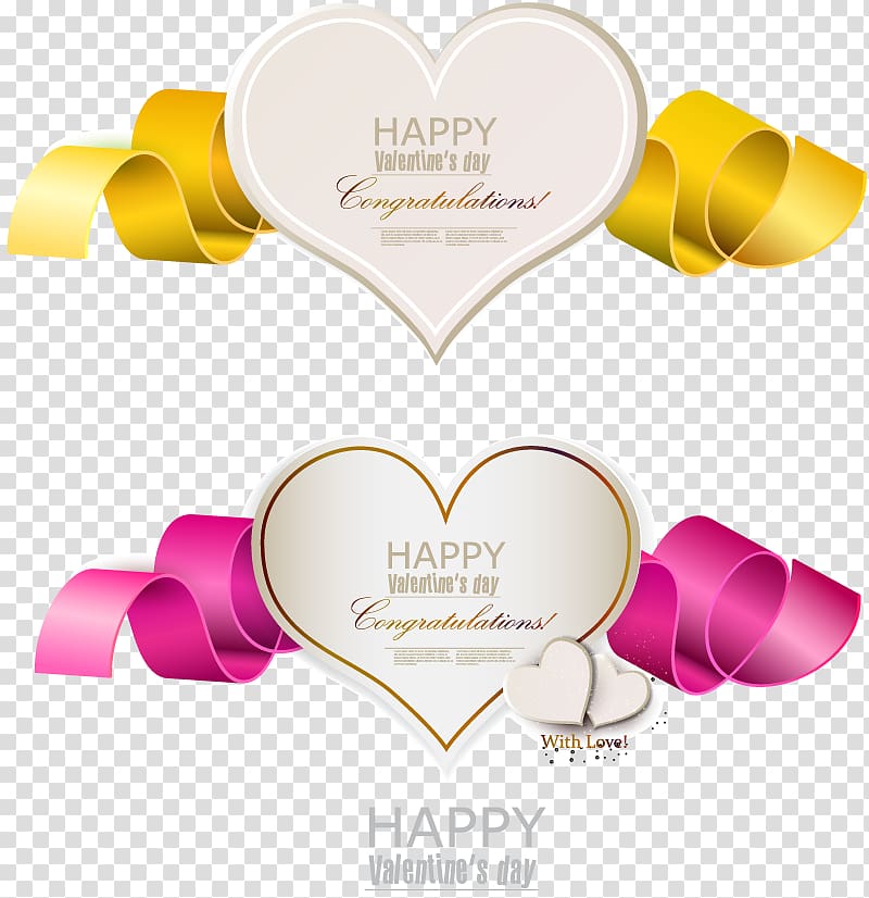 Valentine\'s Day Heart Illustration, Valentine\'s Day greeting cards elements transparent background PNG clipart
