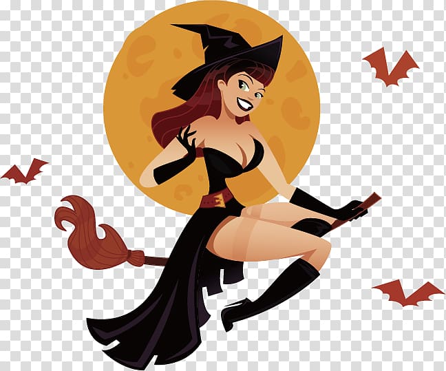 witch illustration, Witchcraft , Pretty Witch transparent background PNG clipart