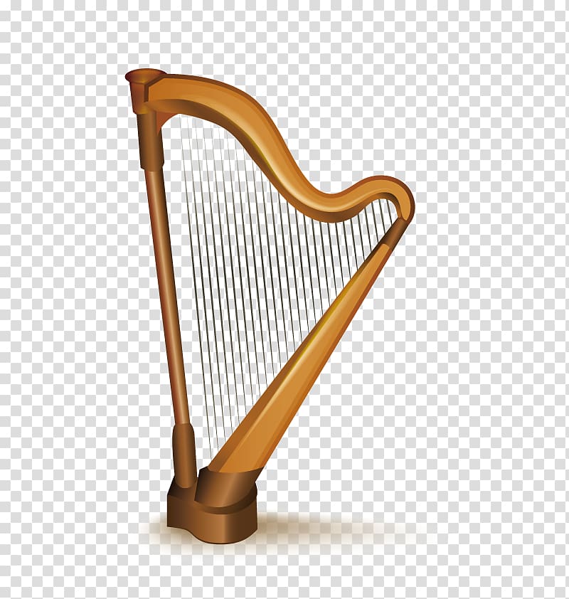 Harp Musical instrument, golden harp transparent background PNG clipart