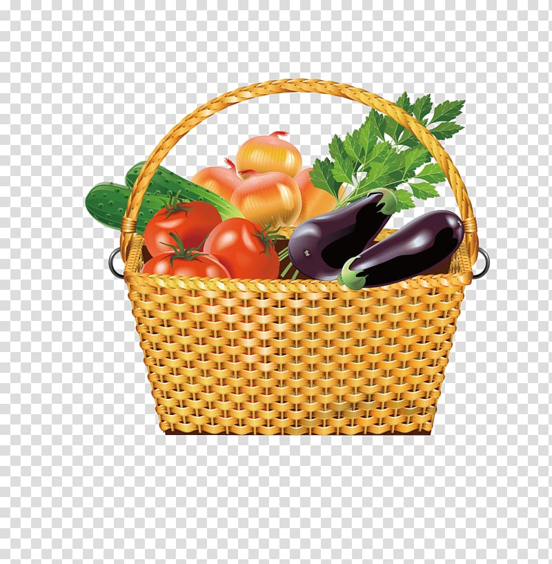 Vegetable Fruit Cucumber Tomato, Baskets of vegetables stood transparent background PNG clipart