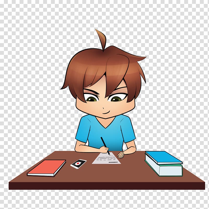 man writing on paper , Cartoon Japanese-Language Proficiency Test Study skills, study transparent background PNG clipart