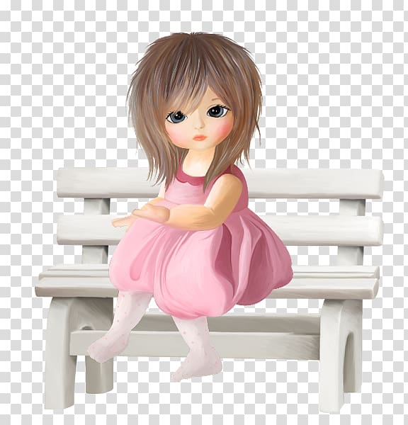 Brown hair Doll Pink M, good morning transparent background PNG clipart