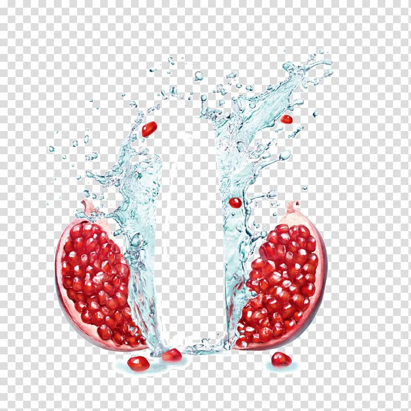 red pomegranate with water splash , Pomegranate Skincare background material transparent background PNG clipart