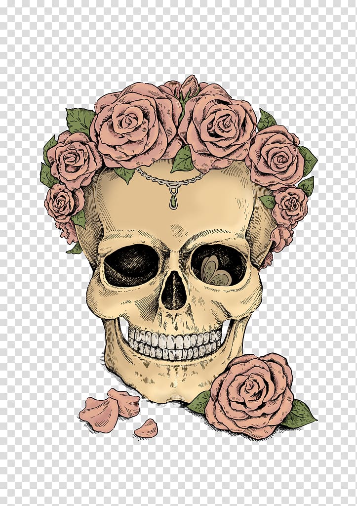 Floral design Illustration Skull Drawing , skull transparent background PNG clipart