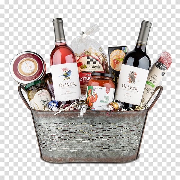 Liqueur Merlot White Zinfandel Wine, Gift hamper transparent background PNG clipart