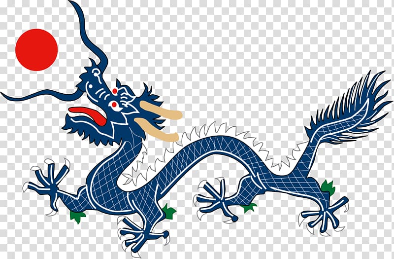 Flag of the Qing dynasty First Sino-Japanese War Manchuria Chinese dragon, dragon transparent background PNG clipart