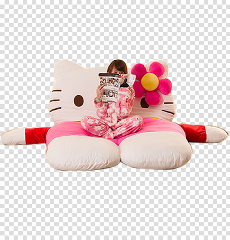 Hello Kitty Bed Mattress Couch Tatami, HELLEKIT cat beanbag transparent background PNG clipart