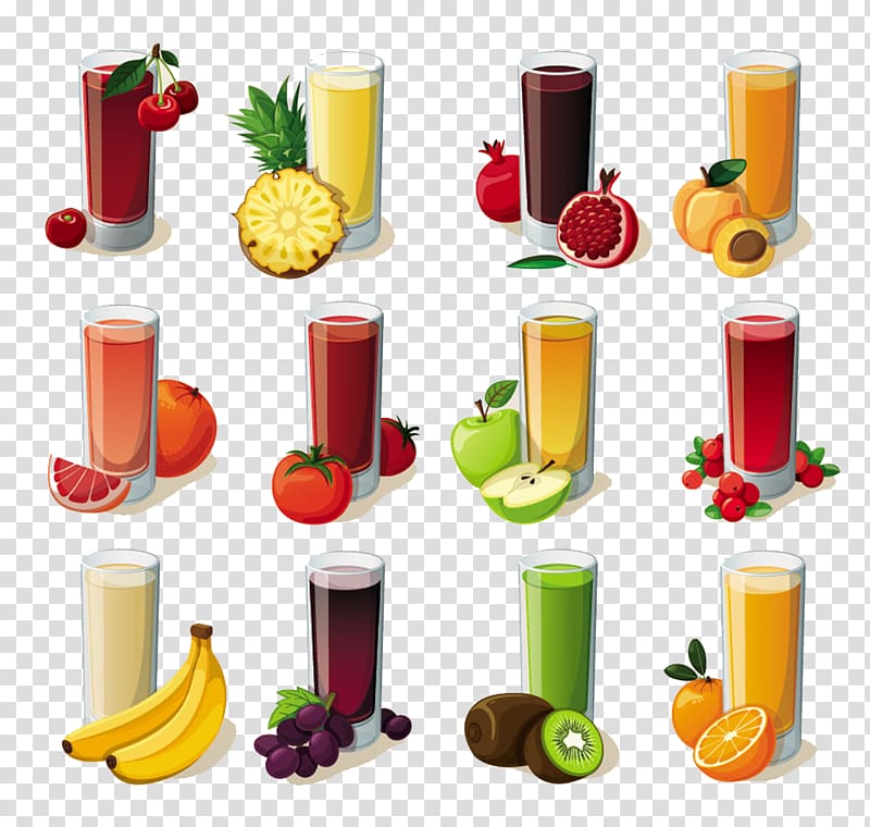 Juice Fruit Illustration, Cartoon fruit and fruit juices transparent background PNG clipart