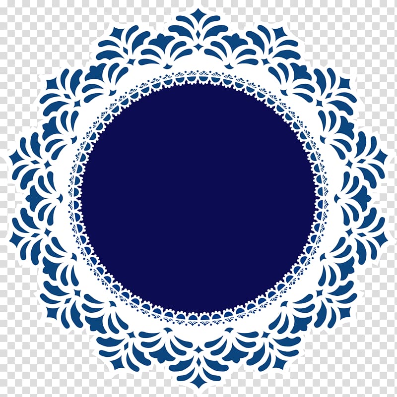 round white frame , Doily Lace , Blue circle transparent background PNG clipart