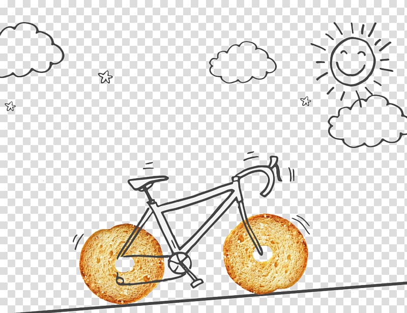 Logo Bicycle , Creative hand-painted Bread bicycle pattern transparent background PNG clipart
