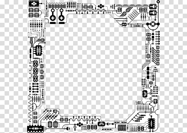 square blue and white board , Black and white Electrical network Printed circuit board Electronic circuit, SCIENCE AND circuit transparent background PNG clipart