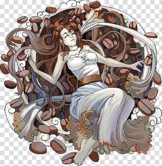 Cartoon Legendary creature, coffee time transparent background PNG clipart