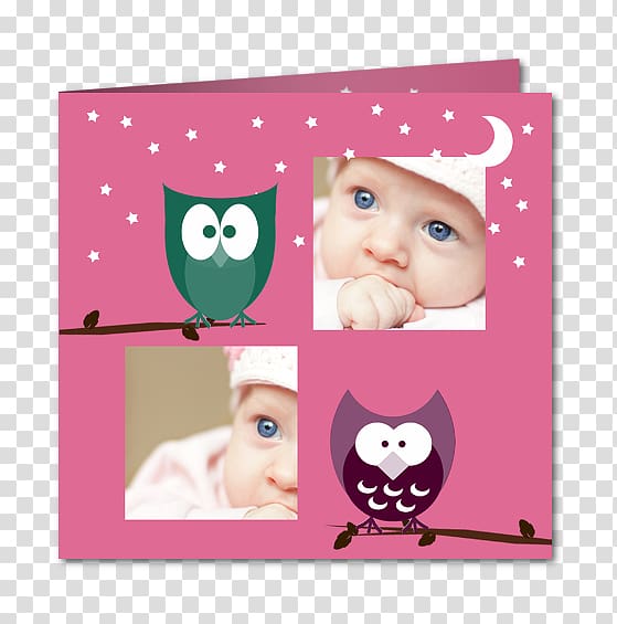 Owl Paper Cat Frames Pink M, baby announcement card transparent background PNG clipart