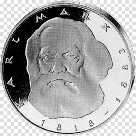 Coin Clock White Font, Karl Marx transparent background PNG clipart