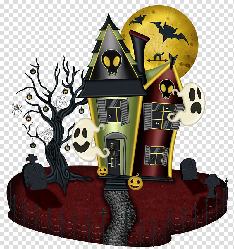 Halloween spooky house illustration , Halloween Hayride , Halloween House Large transparent background PNG clipart