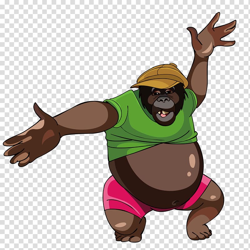 Gorilla Cartoon Illustration, Funny gorilla transparent background PNG