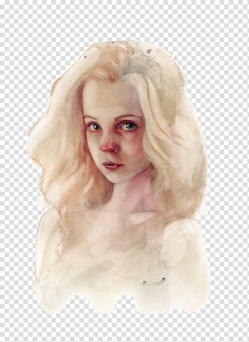 Portrait Watercolor painting Illustrator, Blond woman transparent background PNG clipart