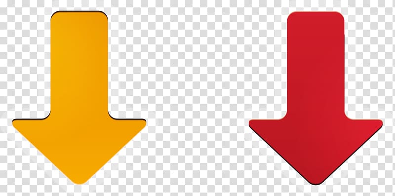 two yellow and red arrow down illustrations, Red down arrow transparent background PNG clipart