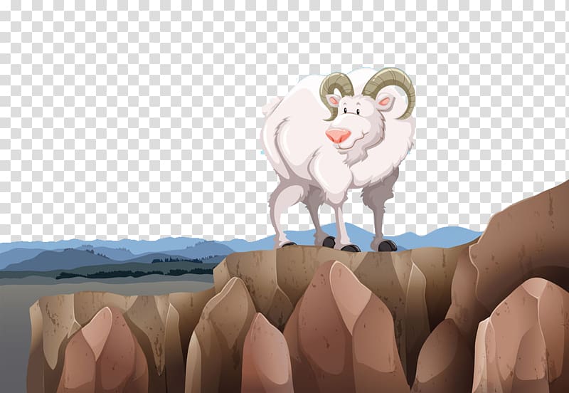 Goat Cartoon Illustration, Goats on the hillside transparent background PNG clipart