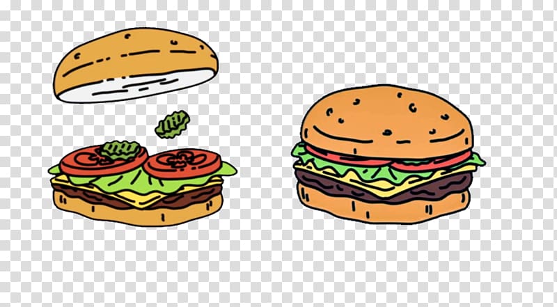 Hamburger Cheeseburger Veggie burger Fast food Bob\'s Burgers, Season 7, Burger transparent background PNG clipart