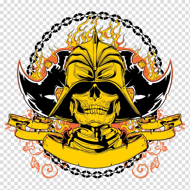 Warrior Samurai Euclidean Illustration, gold skull print transparent background PNG clipart