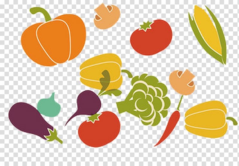 Fruit Vegetable Illustration, Creative fruits and vegetables transparent background PNG clipart