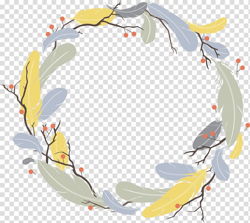 gray and yellow feathers , Feather Euclidean , Feather circle transparent background PNG clipart