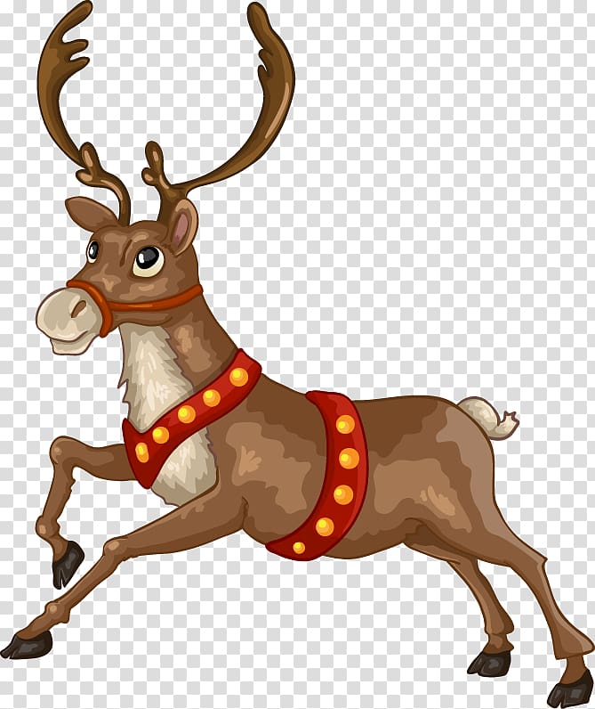 Santa Claus Reindeer Christmas card Illustration, Christmas reindeer transparent background PNG clipart
