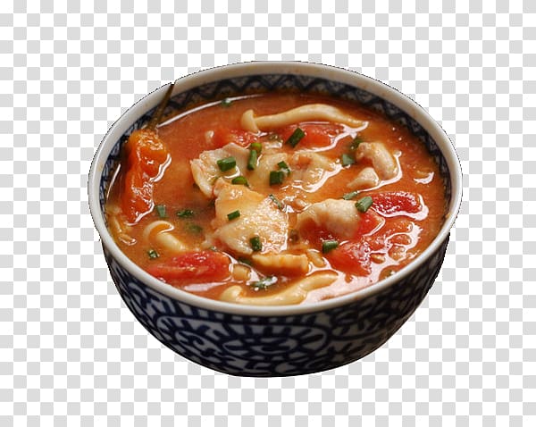 Shuizhu Gumbo Antipasto Canh chua, A bowl of tomato mushroom meat transparent background PNG clipart