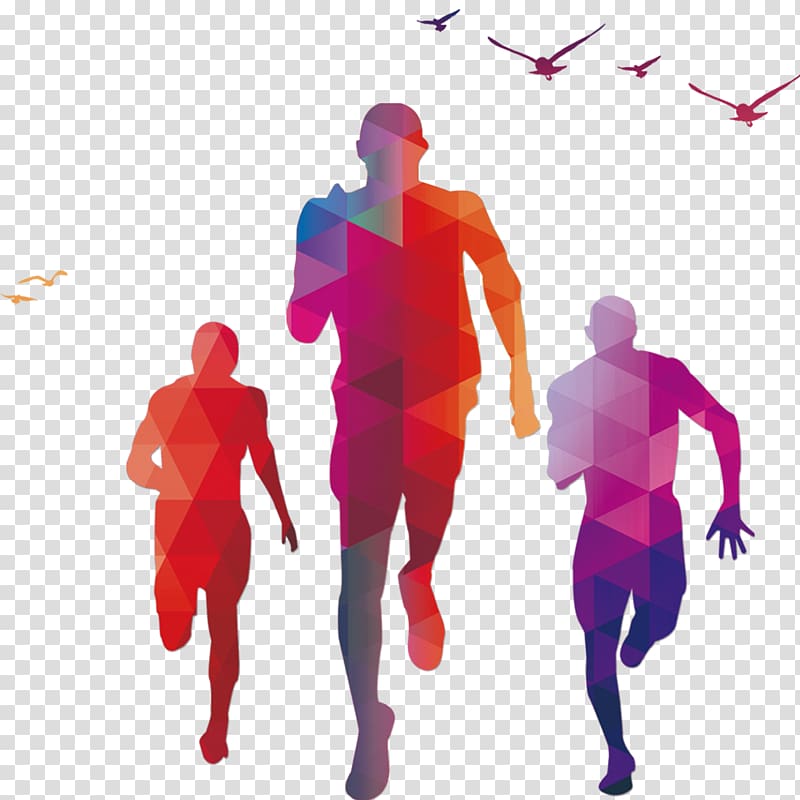 assorted-color illustration, People running transparent background PNG clipart