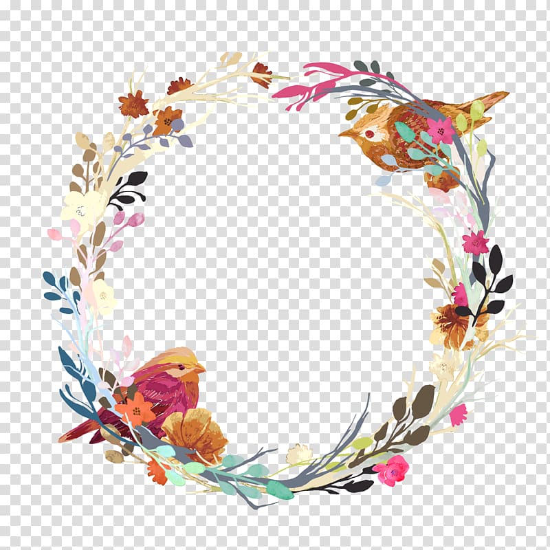 floral wreath artwork, Wedding invitation Flower Euclidean Wreath, love nest transparent background PNG clipart