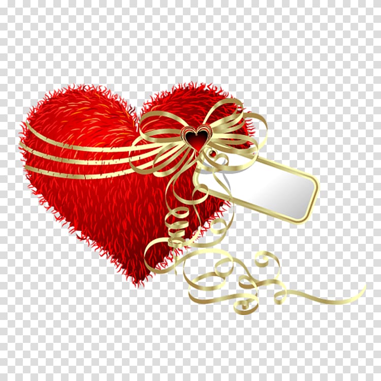 Heart Valentines Day Gift Pillow, Red Ribbon transparent background PNG clipart