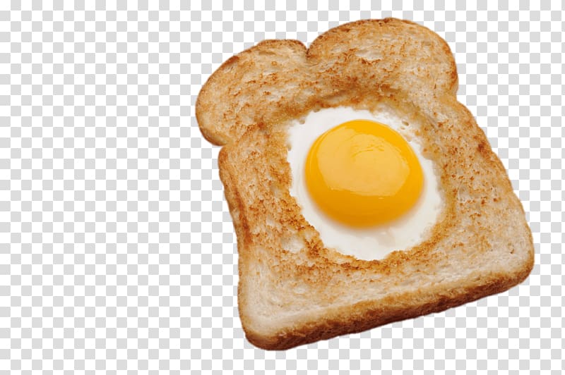 egg yolk on bread illustration, Egg In A Basket transparent background PNG clipart