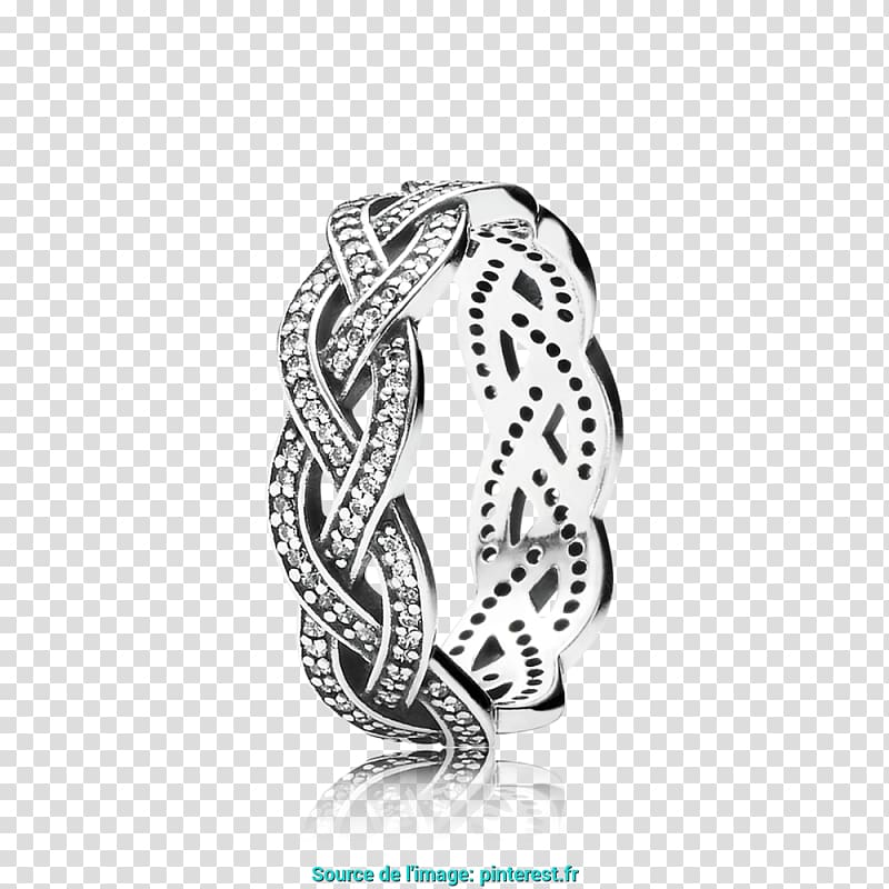 Pandora Cubic zirconia Wedding ring Silver, ring transparent background PNG clipart