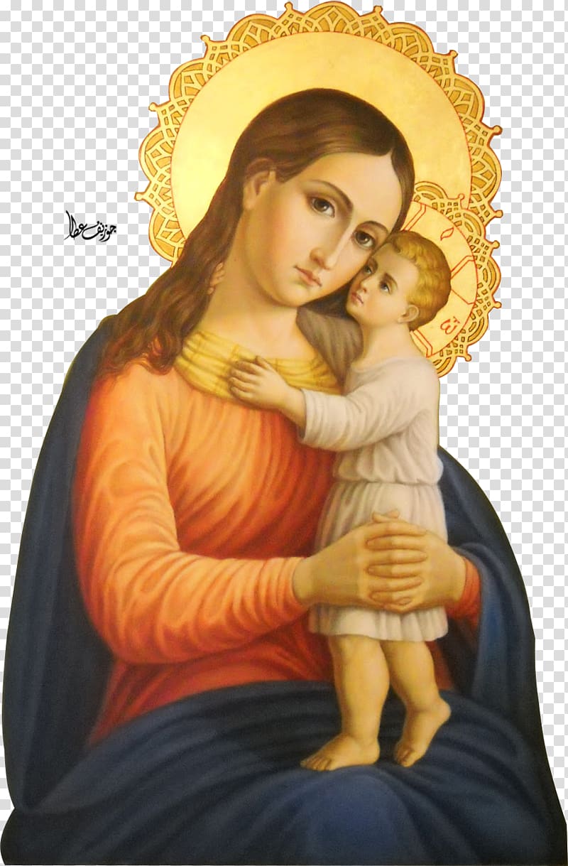 woman holding baby illustration, Mary, Mother of Jesus Eleusa icon Holy Family Child Jesus, Mary transparent background PNG clipart