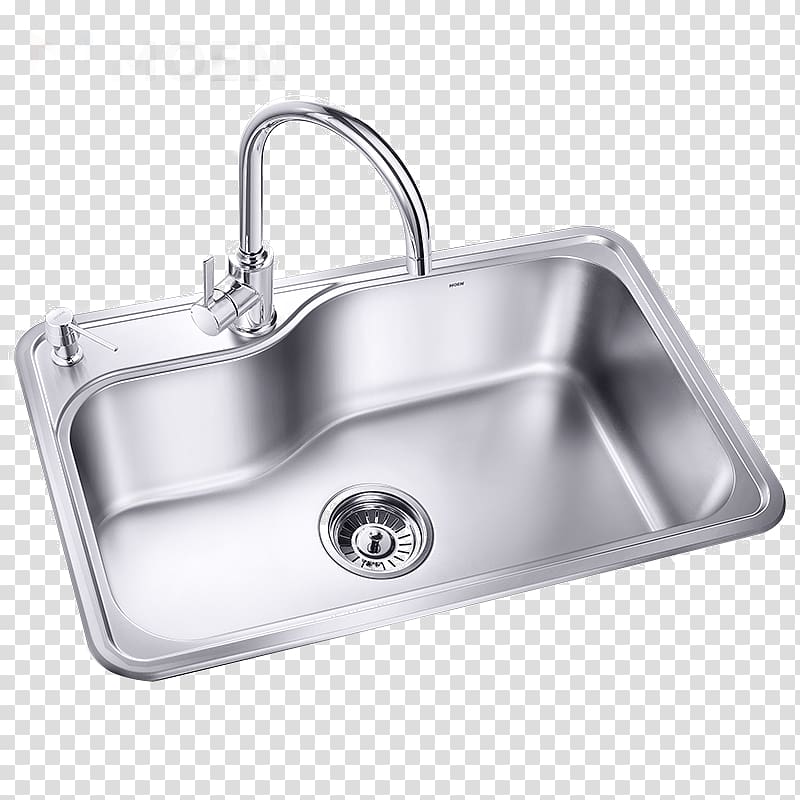 Moen Sink Kitchen Tap Stainless steel, Single sink transparent background PNG clipart
