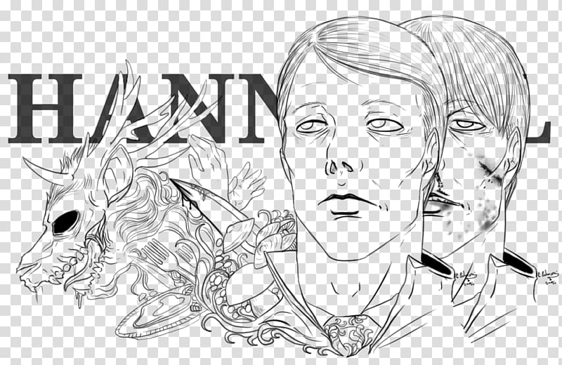 Line art Drawing Hannibal, mads mikkelsen transparent background PNG clipart