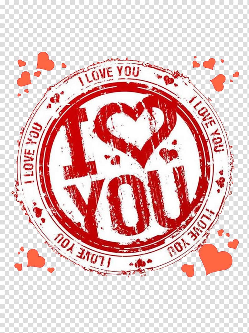 i love you ink stamp logo, Valentines Day Love Illustration, I love you confession circular red background transparent background PNG clipart