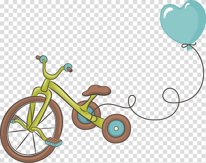 Cartoon bike balloon material free to pull transparent background PNG clipart