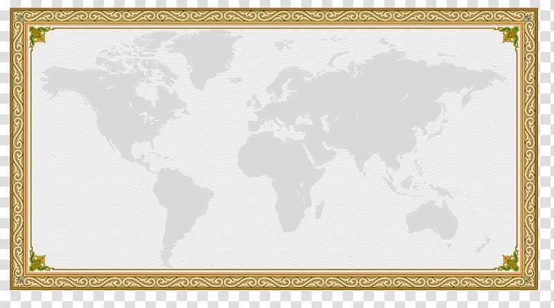 world map, Paper Pattern, Gold frame transparent background PNG clipart