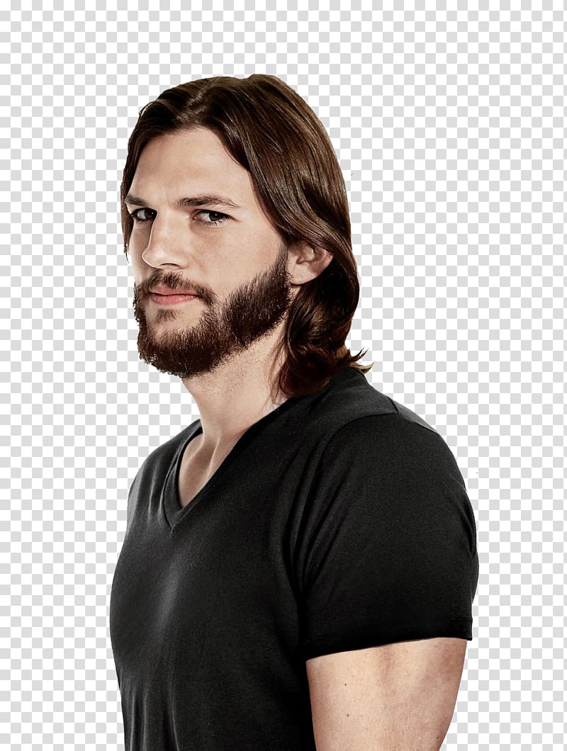 Ashton Kutcher Two and a Half Men Celebrity Actor Portable Network Graphics, brad pitt long hair mustache transparent background PNG clipart