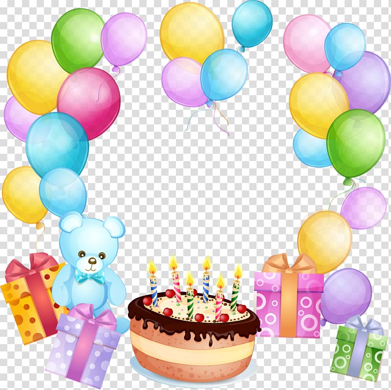 Birthday Cake Balloon Gift Greeting Note Cards Joyeux Anniversaire Transparent Background Png Clipart Hiclipart
