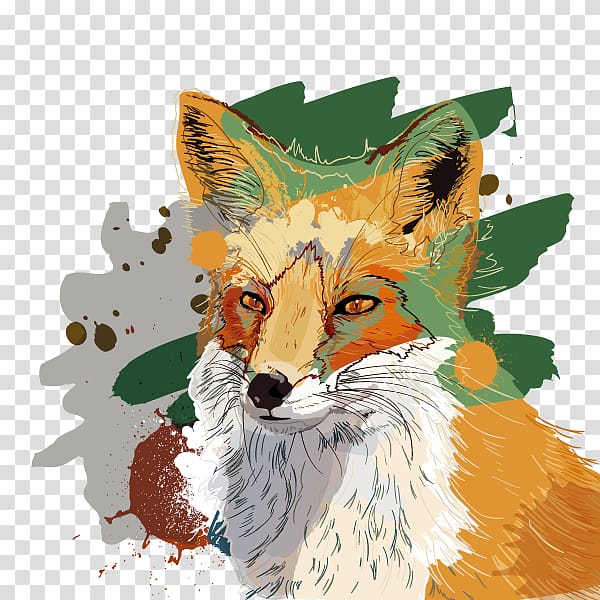 Watercolor painting Poster Illustration, illustration Fox transparent background PNG clipart