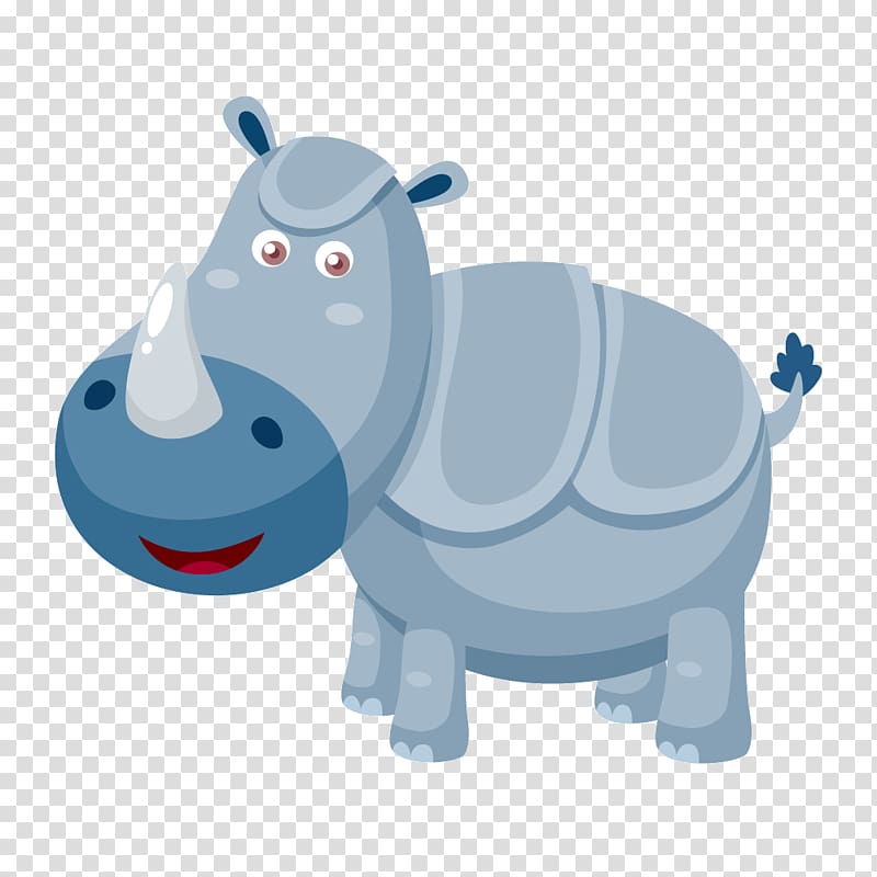 Hippopotamus Rhinoceros Animal, blue cartoon rhino transparent background PNG clipart