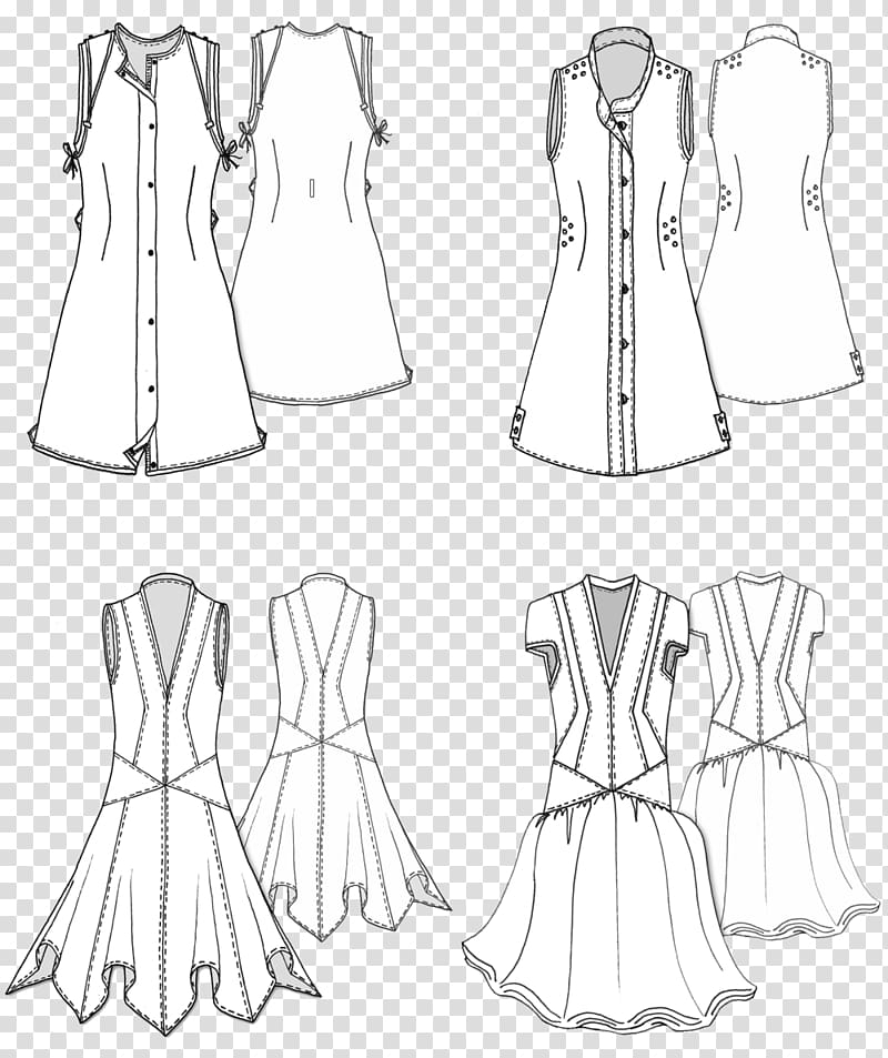 Dress Drawing Clothing Fashion, fashion line transparent background PNG clipart