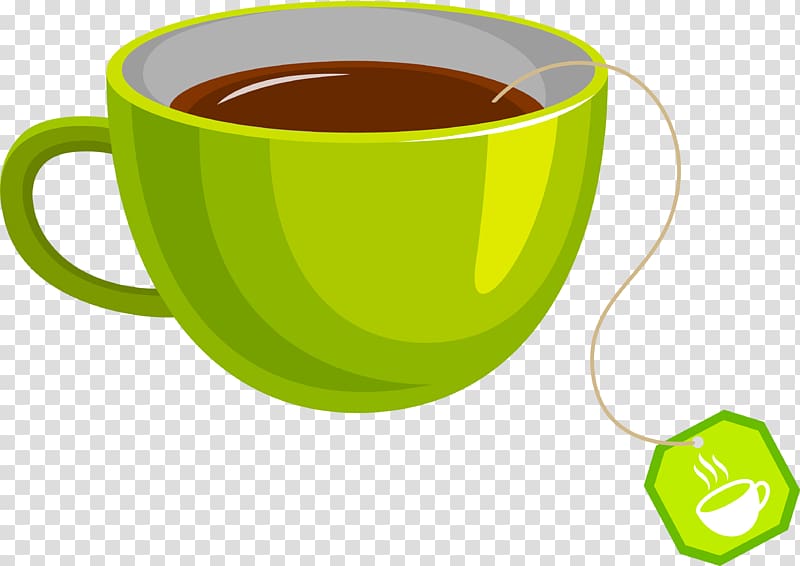 green teacup illustration, Green tea Coffee cup Teacup, green cup transparent background PNG clipart