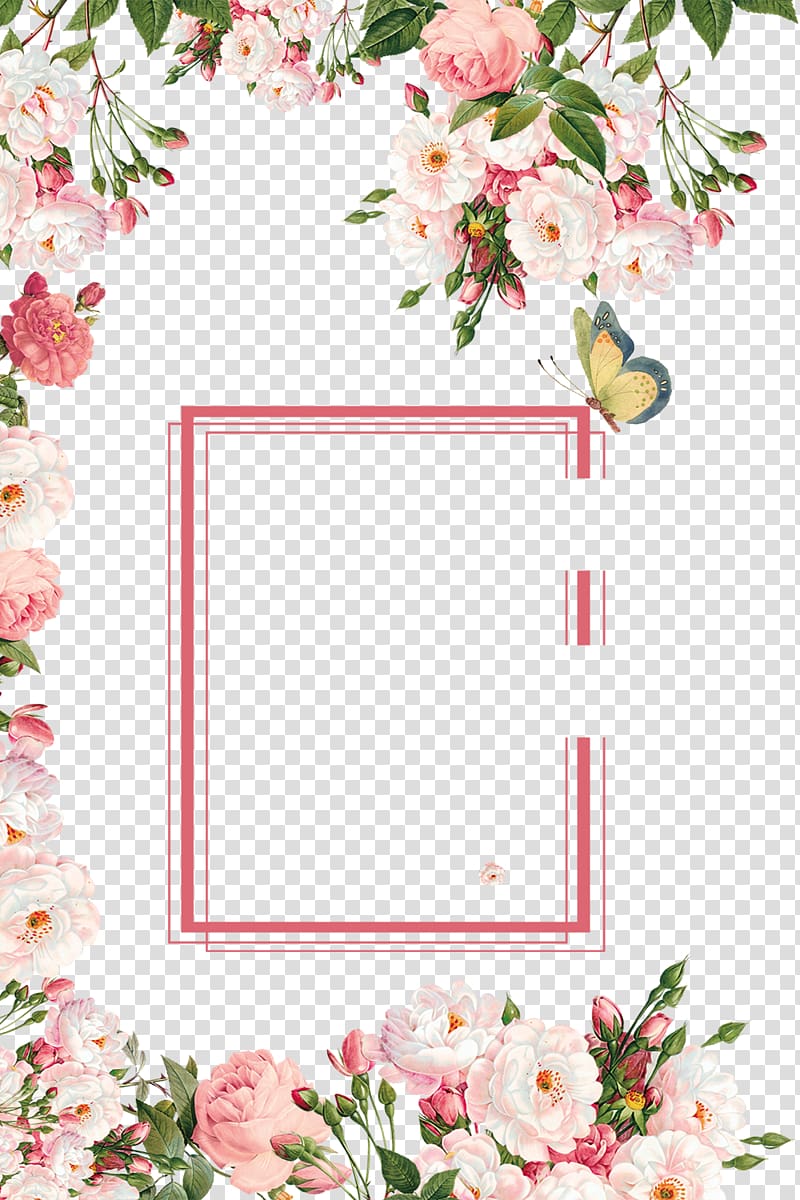 pink and green floral boarder, Poster Sales promotion Flower , Fresh promotional poster background transparent background PNG clipart