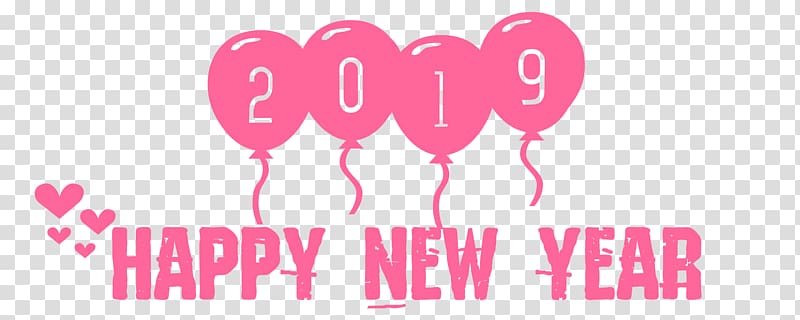 2019 Happy New Year, Ballon Heart Love., others transparent background PNG clipart