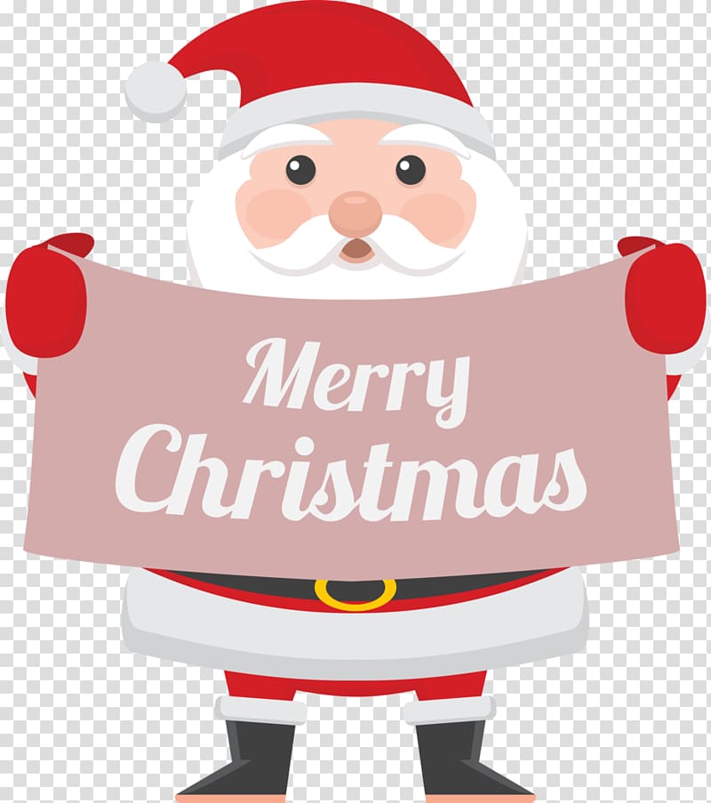 merry christmas santa holding a sign transparent background PNG clipart