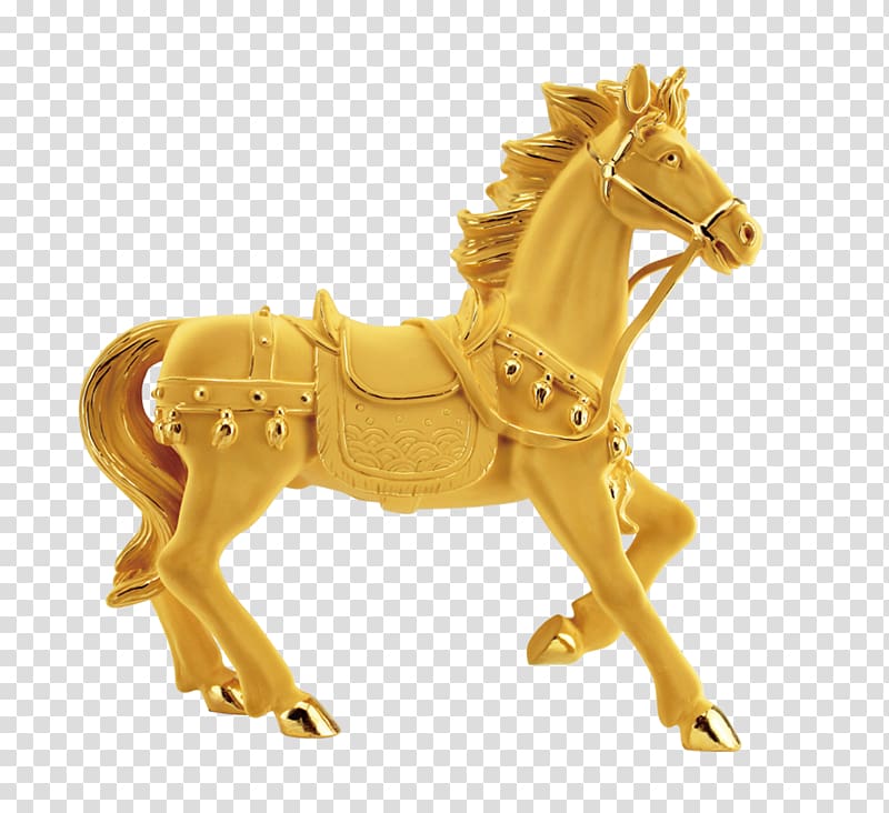 Mustang Sculpture Pony, Golden Horse transparent background PNG clipart
